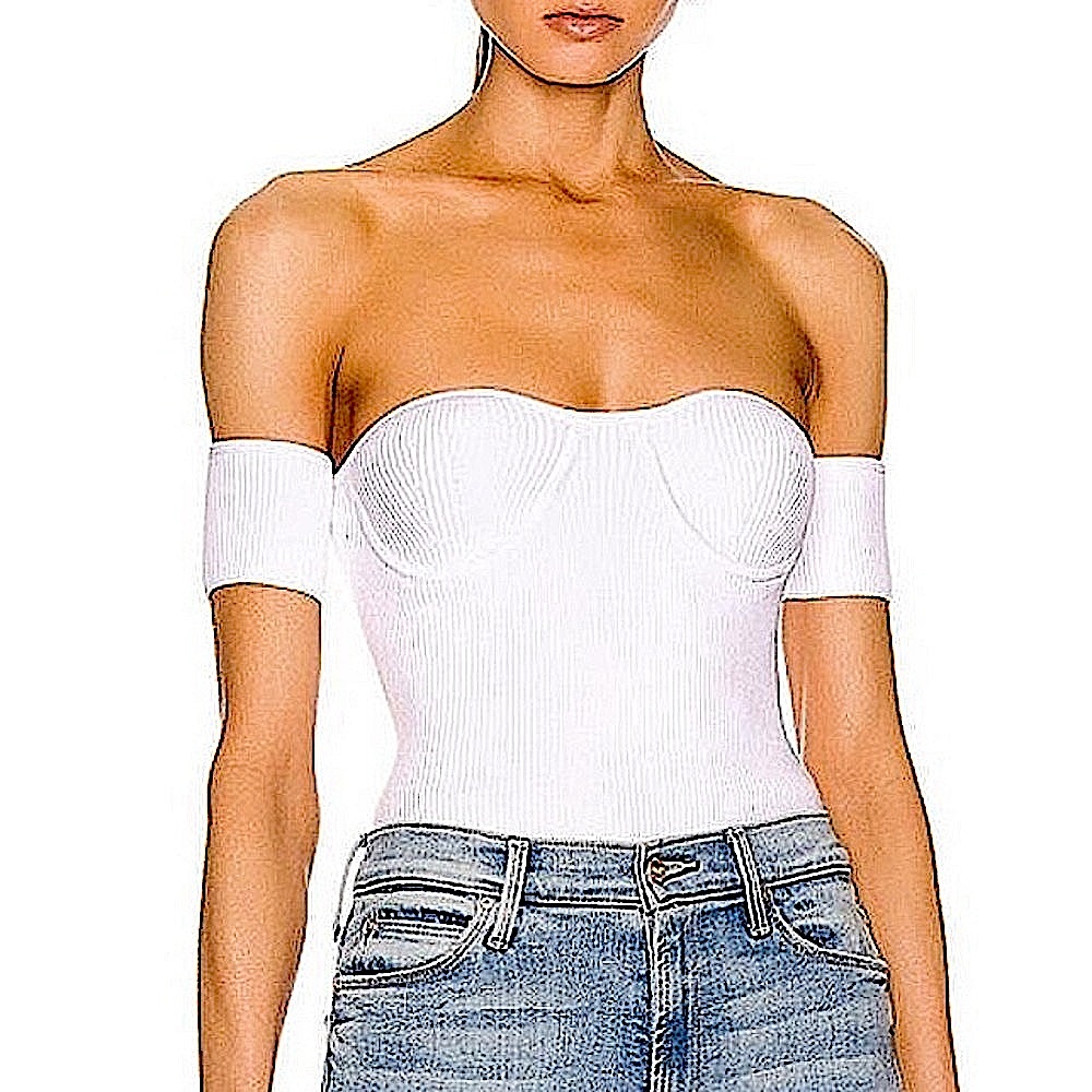 Helmut Lang Contour Ribbed Bustier Top, NEW